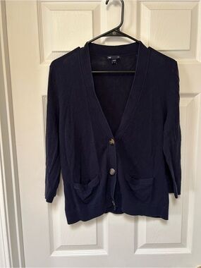 GAP Navy V-Neck Button Pocket Cardigan